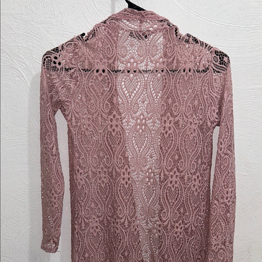 Chic Pink Lace Cardigan